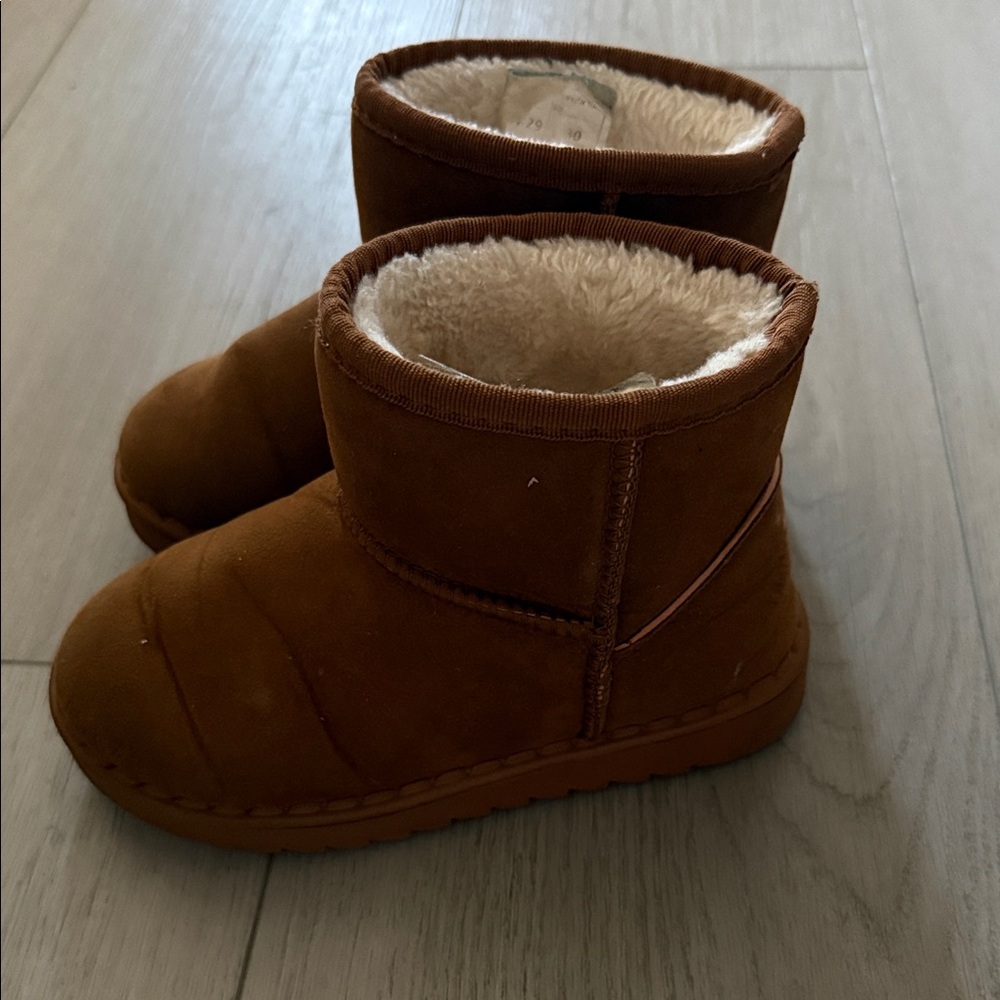 Kids Brown Cozy Winter Boots with Faux Fur Lining